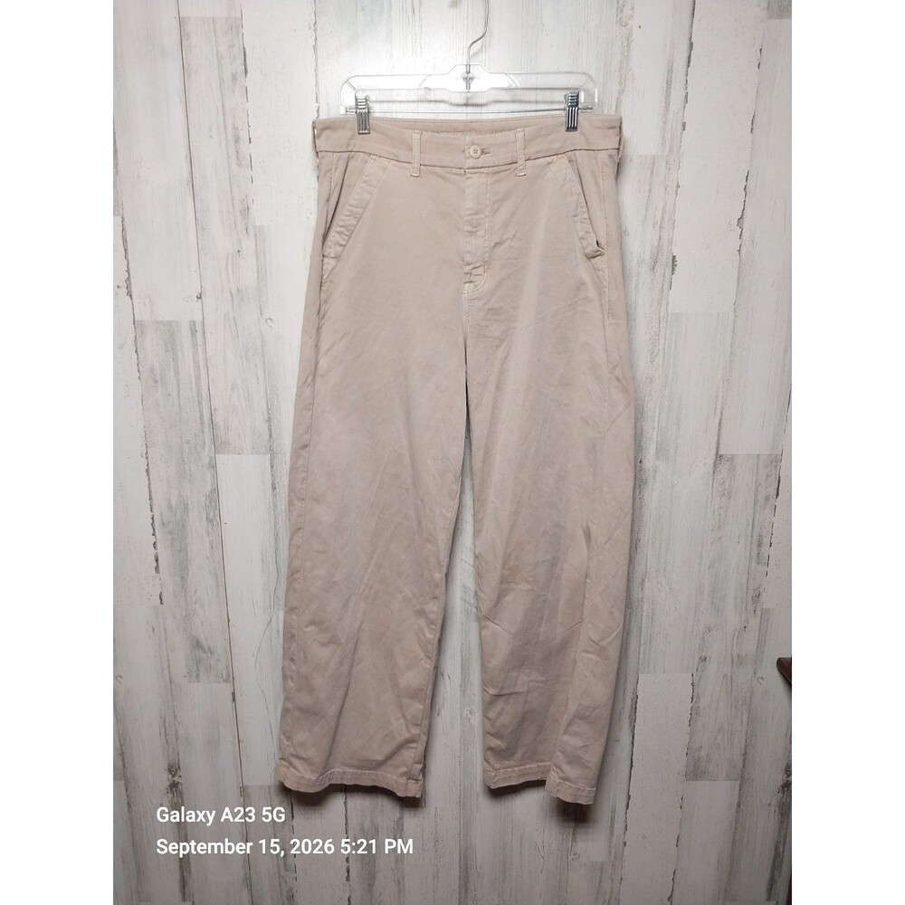 American Eagle Super High Rise Baggy Wide Leg Pants Tan Khaki Size 14 Regular